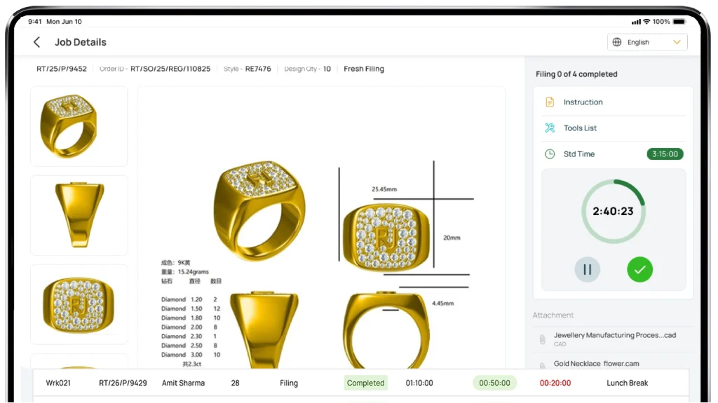 Worker Tablet for Jewellery Manufacturing